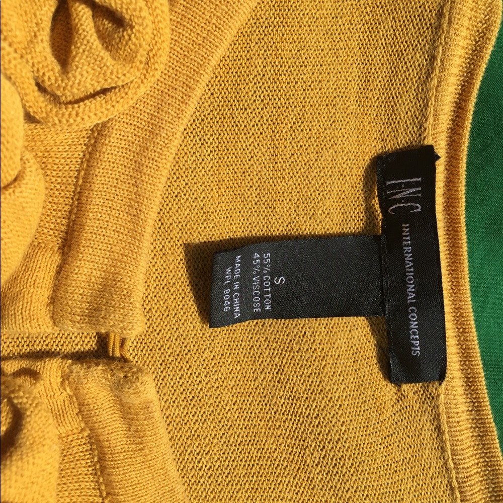 I.N.C Mustard Open Ruffle Sweater Cardigan - Picture 2 of 3